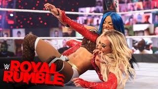 Carmella pushes Sasha Banks to the limit Royal Rumble 2021 WWE Network Exclusive [upl. by Ahsatin]