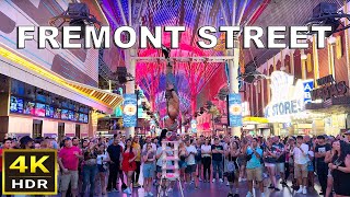 4K HDR Fremont Street Las Vegas Walking Tour  August 2024  Las Vegas Nevada [upl. by Perle812]