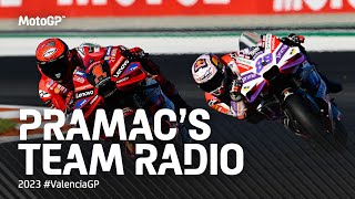 Pramac Racings tactics in MotoGP™ Practice 📻  2023 ValenciaGP [upl. by Nuaj]