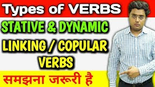 Types of Verbs  Stative and Dynamic Verbs  Linking or Copular Verb  English Grammar in Hindi [upl. by Xam]