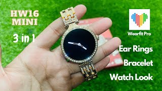 Hw16 Mini Smart Watch for Girls  3 in 1  Watch Look  Features  App  Wearfit Pro  Urdu [upl. by Aisnetroh420]