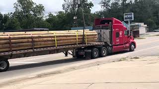 Peterbilt 579 hauling a WTI flatbed trailer [upl. by Nine837]