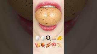 ASMR REAL EMOJI FOOD 🥚🥚🍳🍜🧀🍤🍖🥓🍄🥟 이모지 먹방 sped up [upl. by Urbanna]