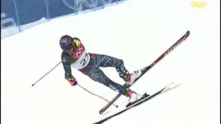 Bode Miller hits the gate Torino 2006 Super Gigant [upl. by Dnalyag]