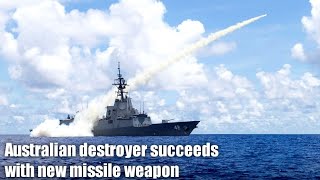 Royal Australian navy destroyer HMAS Sydney successfully launches Harpoon missile [upl. by Neumark]