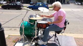 Grandma Drummer Tearing it up in Downtown La Crosse [upl. by Elmore]