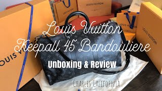 Louis Vuitton Keepall Unboxing  Keepall 45 Bandouliere Monogram Eclipse  CarloampSeb [upl. by Arvad]