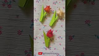 How to make Easy Paper Tulip  Origami Tulip Flower  Origami Flower  Paper Flower [upl. by Meridith]