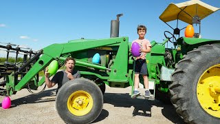 Finding Mystery Eggs on the Farm  Tractors for kids [upl. by Alehs]