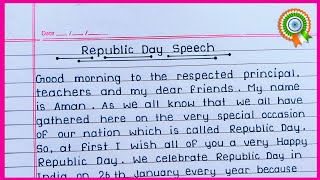 Republic Day Speech in English 2024  Speech on Republic Day in English  26 January Speech [upl. by Berghoff]