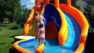 Kids playing on new Banzai SideWinder waterslide 8 2010 [upl. by Ericha365]