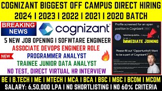 Cognizant New Off Campus Direct Interview Hiring  2024  20232020 Batch  5 Technical Jobs Opening [upl. by Hannej987]