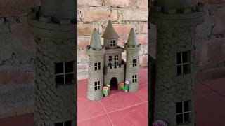 Little clay castle making 🏰  clayhouse castle craft [upl. by Arotal]