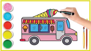 How to Draw amp Color Ice Cream Truck The EASIEST Way for Kids [upl. by Lenwood]