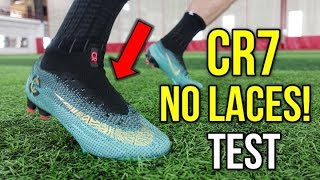 CR7 BOOTS WITH NO LACES  TESTING THE NIKE MERCURIAL SUPERFLY 6 LACELESS [upl. by Neff]