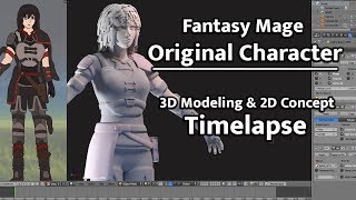 Fantasy Mage Female Character  3D Modeling amp Painting Concept Timelapse in Blender [upl. by Faustina]