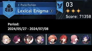 Pure Fiction Lexical Enigma Stage 3  Honkai Star Rail [upl. by Airalednac153]