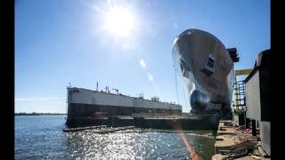 Ingalls Shipbuilding Launches John P Murtha LPD 26 [upl. by Aitsirt]