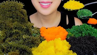 ASMR RAW SEA GRAPES PLATTER  YELLOW GREEN BLACK TOBIKO EGGS  ASMR EATING SOUNDS  TracyN ASMR [upl. by Forrester366]