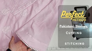 Pakistani Sleeves Cutting and Stitching  easy Kurti Sleeves  Long Sleeves Design [upl. by Ettesel]