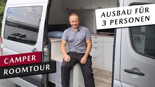 Camper Roomtour  Ungewöhnlich amp Viel Platz für 3 Personen  Sprinter L2H2 Camper Ausbau 13 [upl. by Corder960]