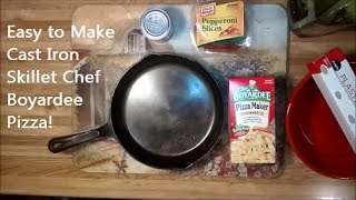 Easy to Make Cast Iron Skillet Chef Boyardee Pizza [upl. by Woodward]