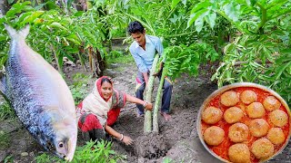 45 kg ওল তুলে ইলিশ মাছের পুরভরা ওলের কোপ্তা রান্না করলাম আর ওল ডাটার রেসিপি  hilsha fish recipe [upl. by Kizzie]