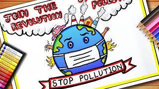 Stop Air Pollution Drawing  Air Pollution Poster  Earth Day  Save Earth Save Environment Poster [upl. by Aurilia]