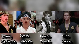 Daniel Larusso vs Johnny Lawrence vs Chozen Toguchi vs Mike barnes karate kid [upl. by Anirdnajela696]