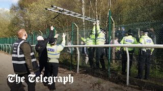 Animal rights protesters invade course and delay start of Grand National [upl. by Motch]