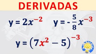 📕 DERIVADAS de POTENCIAS NEGATIVAS  Derivadas con exponentes negativos  Juliana la Profe [upl. by Vivia79]