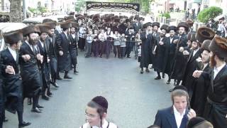 Belz Chasidim Dancing in Streets of Boro Park with Sifrei Torahs Moving to new Shteebel [upl. by Compte]