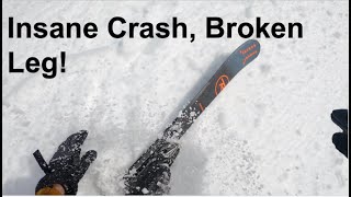 Insane Ski Crash at Plattekill Mountain Broken Leg broken ribs [upl. by Loesceke]