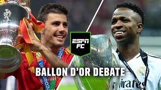 ESPN FC Live’s Ballon d’Or debate Rodri vs Vinicius Jr future winners amp more [upl. by Enelyw]