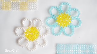 ビーズでお花を作る！🌼Beaded flower tutorial [upl. by Aleahc]