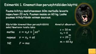 FY1 Kinematiikan perusyhtälöt esim 1 [upl. by Hamlen]