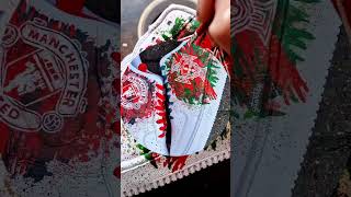 How to custom hand paint Nike AF1 sneakers  Diogo Dalot Man utd Portugal Design [upl. by Nima409]