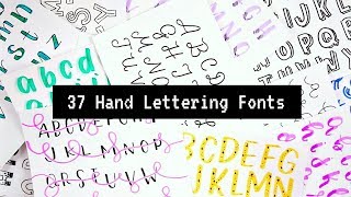 37 Hand Lettered Fonts  How to write in different styles [upl. by Alleen]