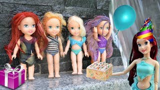 Anna and Elsa Toddlers Mermaid Pool Party Ariel and Eric Family  Barbie Dolls and Toys [upl. by Rases]