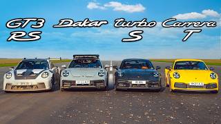 GT3 RS v Turbo S v Dakar v Carrera T [upl. by Adnilim15]