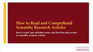 Tutorial How to Read and Comprehend Scientific Research Articles [upl. by Llertak974]