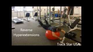 Reverse Hyperextensions with Physio Ball  Track Star USA [upl. by Nilerual]