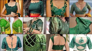 Green Blouse Designs New ModelGreen Blouse Back Neck DesignsGrin Blouse Hand DesignsBlouse Design [upl. by Jago]