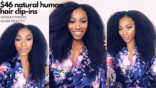 46 Natural Human Hair Clip Ins  Sensationnel 1C CLIQUE Clip Ins  wwwSAMSBEAUTYcom [upl. by Lagas459]