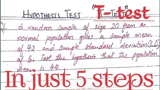 T test  Hypothesis testing  ttest full concept  In just 5 steps [upl. by Leahcimed]