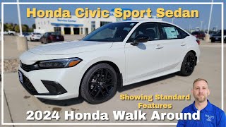 2024 Honda Civic Sport Sedan Walkaround Standard Features [upl. by Yenterb]