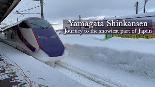 Japanese train travel Journey to the snowiest part of Japan  Yamagata Shinkansen [upl. by Lilybel887]