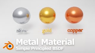 Blender Simple Metal Material – Gold Silver Copper Metallic text using principled BSDF Shader [upl. by Eillom]