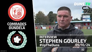 Stephen Gourley Post Match Interview  Ballyclare Comrades Vs Dundela  5th October 2024 [upl. by Yojenitsirk]