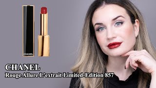 Makeup Review  CHANEL  Rouge Allure Lextrait LimitedEdition  857 MIDNIGHT RED  On Fair Skin [upl. by Leifer]